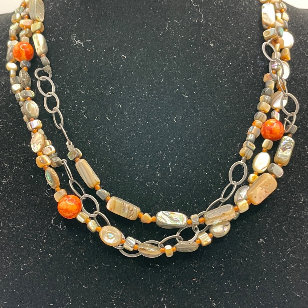 Silpada 925 Fiesta Fun Triple Strand Chain & Stone Necklace